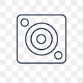 Speaker vector icon isolated on transparent background, linear S