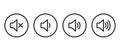 Speaker volume icon set on circle line. Level sound button