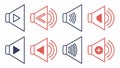 Speaker volume icons set, audio and sound control elements vector design Generative AI