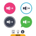 Speaker volume louder sign icon. Sound symbol.