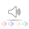 speaker with wave multi color style icon. Simple thin line, outline vector of web icons for ui and ux, website or mobile Royalty Free Stock Photo