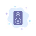 Speaker, Woofer, Laud Blue Icon on Abstract Cloud Background