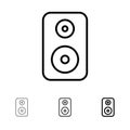 Speaker, Woofer, Laud Bold and thin black line icon set