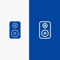 Speaker, Woofer, Laud Line and Glyph Solid icon Blue banner Line and Glyph Solid icon Blue banner Royalty Free Stock Photo