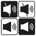 Speakers buttons icons. Alert symbol. Vector illustration. Royalty Free Stock Photo