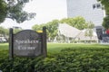 Speakers Corner in Singapore with the stage and the sign