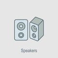 Speakers icon. Element of computer parts with name icon for mobile concept and web apps. Filled outline Speakers icon can be used