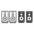 Speakers line and solid icon, Media concept, audio speaker sign on white background, stereo speakers icon in outline Royalty Free Stock Photo