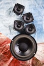 Speakers on old notes Royalty Free Stock Photo