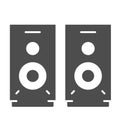 Speakers solid icon, Media concept, audio speaker sign on white background, stereo speakers icon in glyph style for Royalty Free Stock Photo