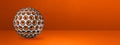 Speakers sphere on a orange studio banner Royalty Free Stock Photo