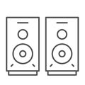 Speakers thin line icon, Media concept, audio speaker sign on white background, stereo speakers icon in outline style Royalty Free Stock Photo