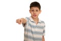 Speaking boy pointing forward Royalty Free Stock Photo