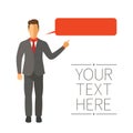 Speaking businessman vector concept in modern flat style