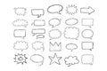 Speaking hand drawn doodle bubbles set. Talk clouds sketch frames. Speech thought Balloon shapes. Royalty Free Stock Photo
