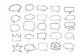 Speaking hand drawn doodle bubbles set. Talk clouds sketch frames. Speech thought Balloon shapes. Royalty Free Stock Photo