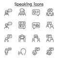 Speaking icon set in thin line style Royalty Free Stock Photo