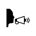 Black solid icon for Speaking, verbal and marketing