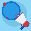 SpeakingTrumpet with Volume Icon and Blank Round Speech Bubble. Colored Empty Text Balloon Floating beside Megaphone Royalty Free Stock Photo