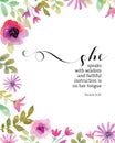 She Speaks with Wisdom Proverbs 31 Print Royalty Free Stock Photo