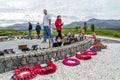 Spean Bridge , Scotland - May 31 2017 : Memorial place for the fallen with poppies and crosses Royalty Free Stock Photo