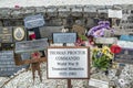 Spean Bridge , Scotland - May 31 2017 : Memorial place for the fallen with poppies and crosses Royalty Free Stock Photo