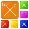 Spear icons set vector color Royalty Free Stock Photo