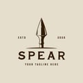 spear logo vector vintage illustration template icon graphic design. head of old weapon sign or symbol concept for warrior of Royalty Free Stock Photo