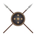 Indian style weapon Shield with two Spears. It is a vintage Maharashtrian weapon.