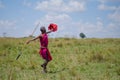 Spear throwing Maasai Man