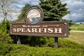 Welcome sign to Spearfish South Dakota, a small town near the Black Hills