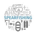 Spearfishing banner. Vector illustration.