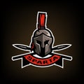 Spears and Spartan battle helmet logo.