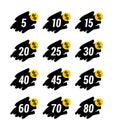 Special black and yellow handdraw offer sale tag discount symbol retail sticker sign price set