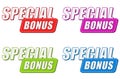 Special bonus in four colors labels, flat design Royalty Free Stock Photo