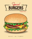 Special burgers vector illustration for fast food restaurant