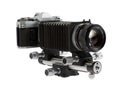 Special camera with macro bellows Royalty Free Stock Photo