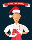 Special Christmas menu cook chef vector Royalty Free Stock Photo