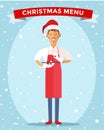 Special Christmas menu cook chef vector Royalty Free Stock Photo