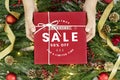 Special 50% Christmas sale sign mockup Royalty Free Stock Photo