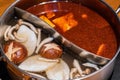 Special combo pot for two flavors of hotpot soup base Royalty Free Stock Photo