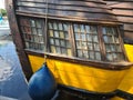 Special configuration window in the stern superstructure of an old sailing vessel Royalty Free Stock Photo