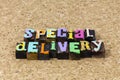 Special delivery rubber stamp express mail fast service business communication Royalty Free Stock Photo