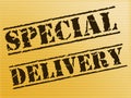 Special delivery stamp means priority mail and fast service - 3d illustration Royalty Free Stock Photo