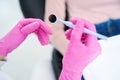 Special dental mirror in the hands of a specialist