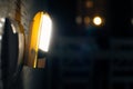 Special device connects power source and lit only when its dark at night to see switch for night walkers solution concept Royalty Free Stock Photo