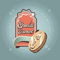 Special discount dollar coin label retro shopping style Royalty Free Stock Photo