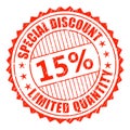 Special Discount Label 15% off Rubber Stamp