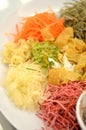 A special dish during Chinese New Year called Yusheng or Yee Sang Royalty Free Stock Photo