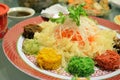 A special dish during Chinese New Year called Yusheng or Yee Sang Royalty Free Stock Photo